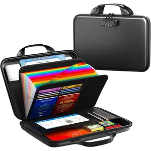 Fireproof Document Organizer with Lock, Rigid EVA File Box with 13-Pocket Accordion Folder for Important Documents & Tablets under 11, Lightweight Safe Storage for Home, Office & Travel (Small Size)