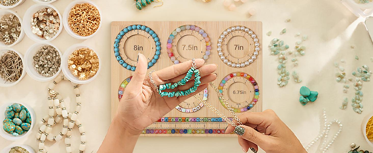 Bead Board for Jewelry Making, Bamboo Beading Board for Jewelry Bracelet Making, DIY Bracelet Bead Board
