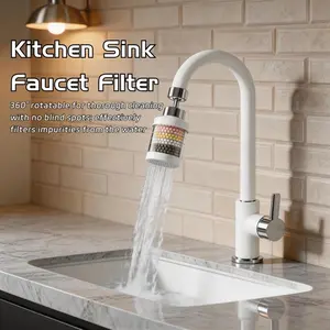 Rotatable Modern Kitchen Faucet Aerator, Faucet Attachment, 6-Layer Filter Extension, Stainless Steel + Abs Material, Detachable Cleaning Design
