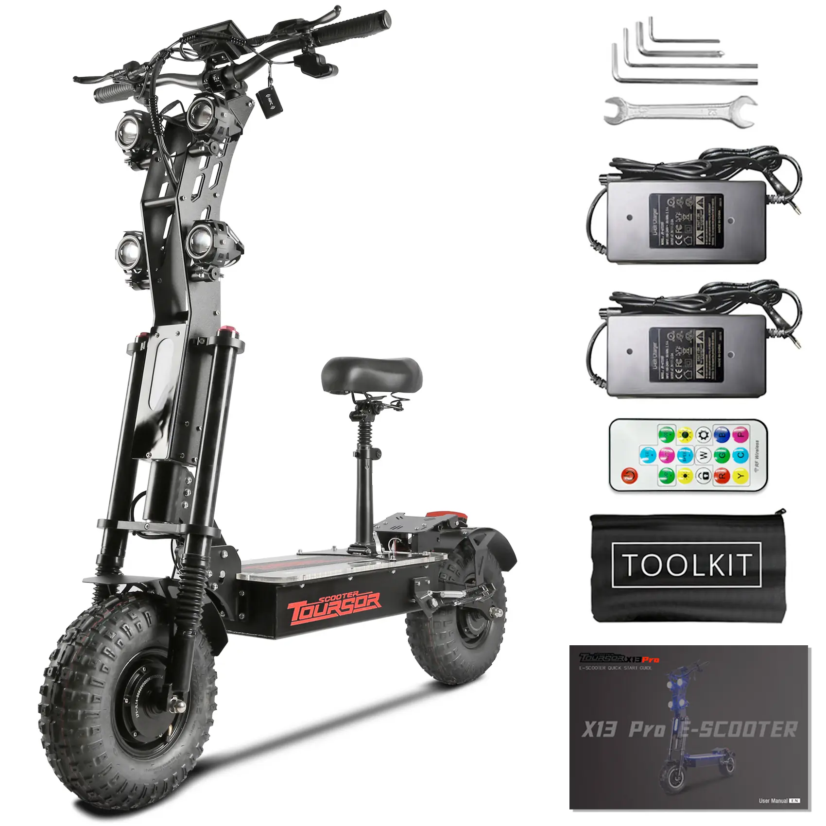 Toursor X1472V Electric Scooter for Adults, 10000W Dual Brushless Motor with 60 mph Top Speed & 70 mi Range, Foldable Off-Road Design for Urban Commuting & Trail Riding, Urban Commuter, Off-Road Trails, 70-Mile Long-Lasting Battery