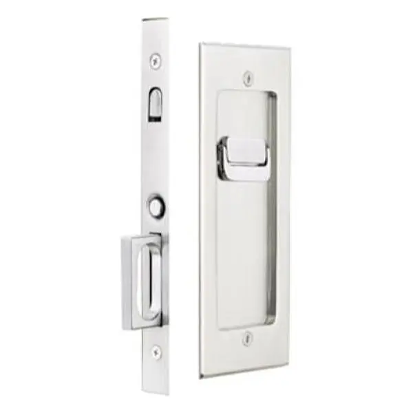 1.75 in. Modern Rectangular Brass Privacy Pocket Door Mortise Lock with All Necessary Mounting Hardware, Satin Nickel Door Lock, Door Locks