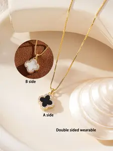 Elegant Four-Leaf Clover Necklace, and Dual-Sided Pendant, Perfect for Women, Daily Wear, Gift Box Included, Party and Dance Events, Jewelry Gifts