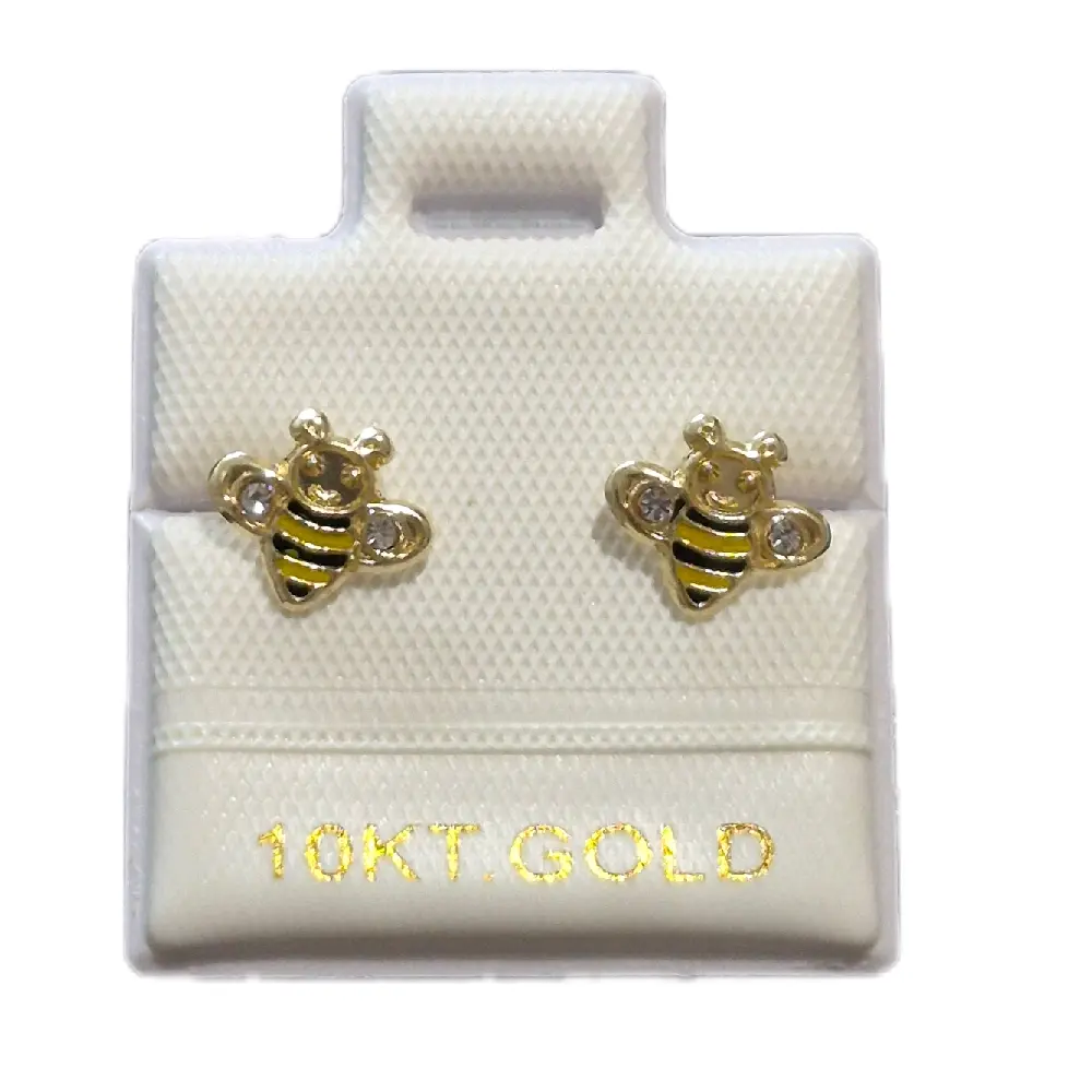 10K Real Gold Bee Stud Earrings, Suitable for All Ages