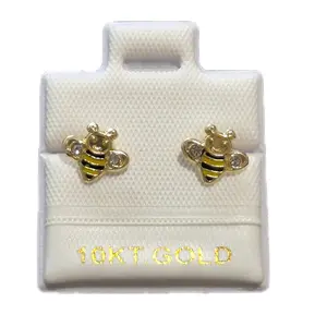 10K Real Gold Bee Stud Earrings, Suitable for All Ages