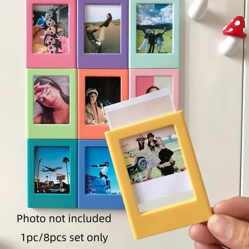 1/8Pcs 3 Inch Colorful Magnetic Photo Frames, Picture Frames, Fridge Magnets, Magnetic Picture Frames For Refrigerator Compatible with Instax Films, Photo Display Decoration for Home, Office. Perfect Birthday, Graduation and Holiday Gifts