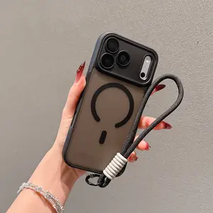 Single pack, stylish matte magnetic phone case with lanyard, compatible with iPhone 11 to 17, featuring a unique and cute design.