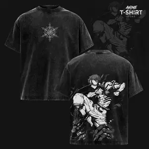 Akaza – Demon Slayer Oversize Anime Graphic Tee, Acid Washed Heavy Cotton Shirt, Vintage Manga Streetwear, Unisex Casual Wear, Anime Merch, Gift for Anime Fans