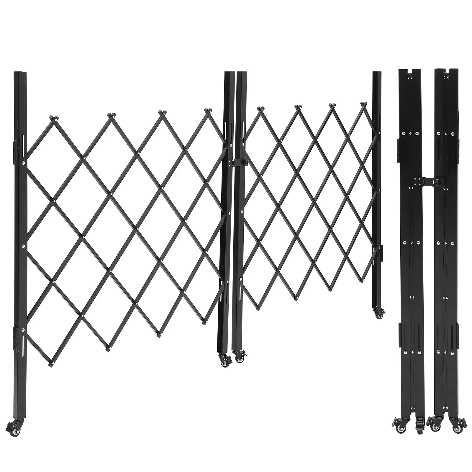 GARVEE Double Folding Security Gate, 61" H x 122" W, Steel Accordion Design, Flexible Expanding Gate with 360° Rolling Barricade, Scissor Gate with Keys for Enhanced Security