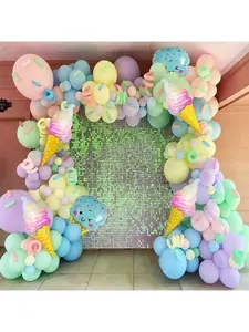 Summer Ice Cream Birthday Balloon Arch Garland Set Macaron Rainbow Balloons Party Backdrop Decor