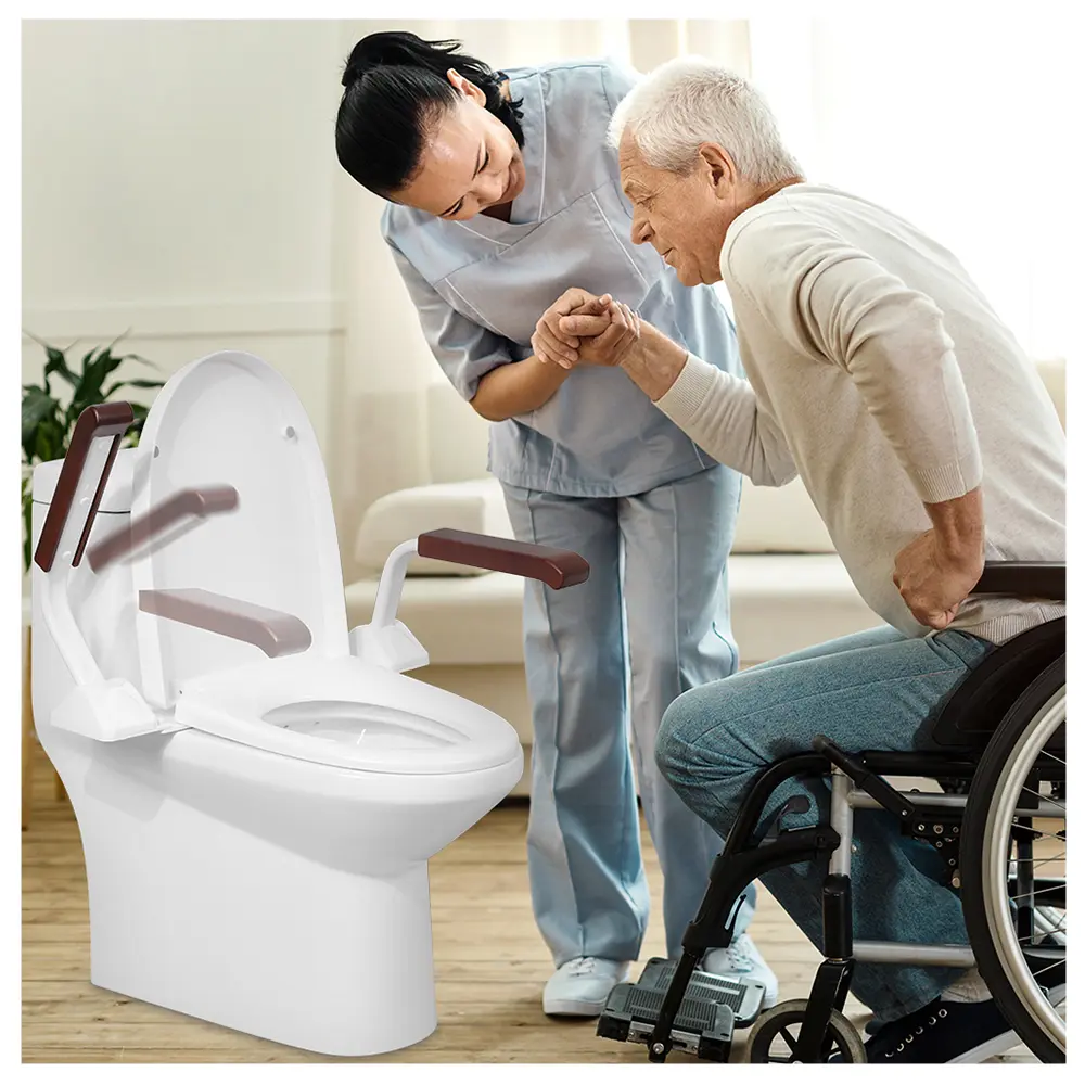 Safety Rail For Toilet,Elder Care,Toilet Safety Rails Frame For Seniors, Heavy Duty Adjustable Handicap Toilet Seat With Handles Over Toilet