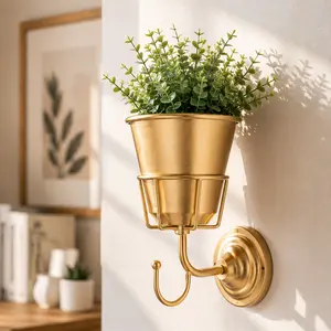 Wall Mounted Vase Table Ornaments Home Decor Modern Gold Planter for Living Room Bedroom Office Add Style and Greenery to Walls Perfect Centerpiece Decoration Gift Idea for Housewarming Birthday or Wedding