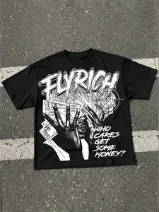 Trendy Attitude Graphic Print T-Shirt, Main Color with Metal Font Details, Loose Comfort Fit, Casual Style, Unisex Top