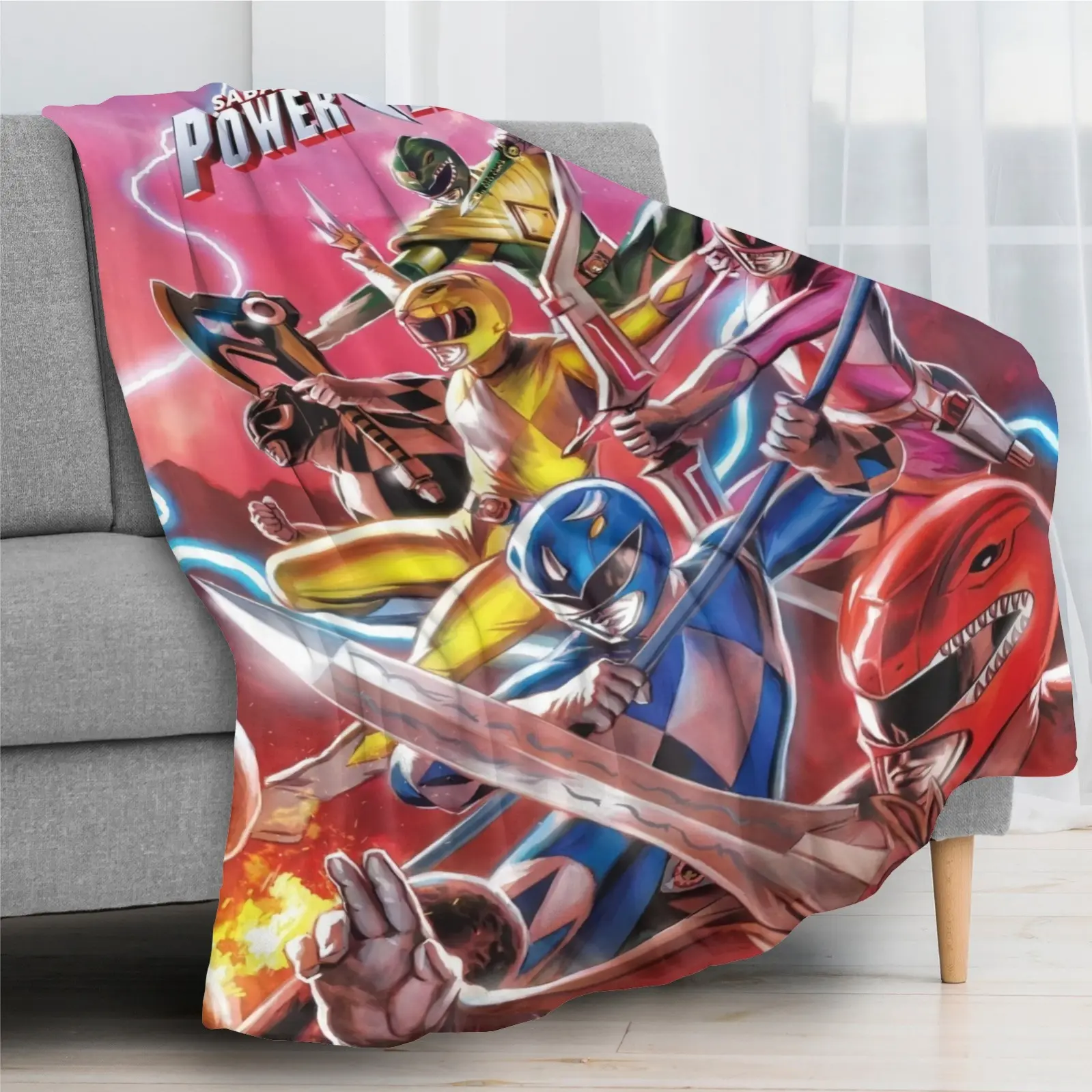 Power Rangers Flannel Blanket – Ultra Soft Plush Throw Blanket for Couch, Sofa, Bed, Travel & Camping – Warm All-Season Cartoon Blanket for Kids, Teens & Fans, Birthday, Christmas & Holiday Gift