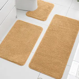 Large Size 3-Piece Soft Cashmere Bathroom Mat Set, Non-Slip and Absorbent, Toilet Mat, Modern Minimalist Bathroom Accessories, Bathroom Floor Mat