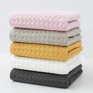 Waffle Weave Towel, 5 Counts/set Soft Absorbent Towel, Bath Towel, Absorbent Drying Towel for Bathroom, Travel, Gym, Spa, Multipurpose Towel for Home