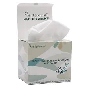 Disposable Makeup Remover Face Towels – 50 PCS Soft Plant-Based Face Towels Disposable – Double-Sided Facial Cleansing Towels for Makeup Removal, Skin Care & Daily Use