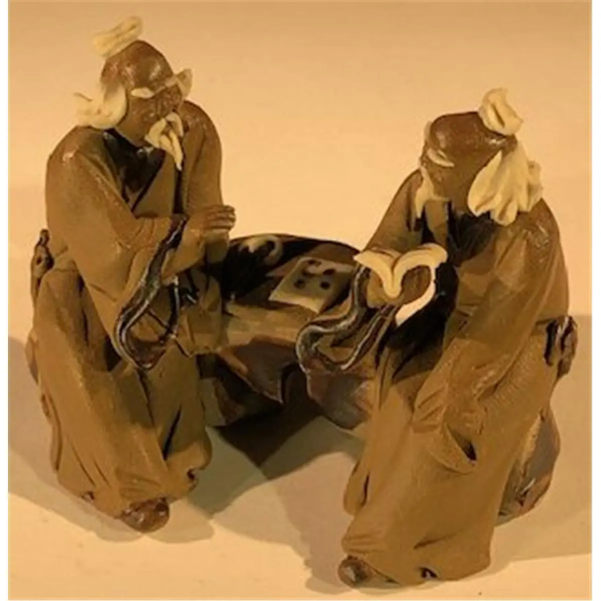 212 MAIN Ceramic Figurine Set - 2-Piece, 2.5 in., Rustic Unglazed Vintage Home Decor Figurines, Seated Mud Reading Lightweight Statues & Bobbleheads