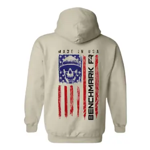 Patriotic Skull American Flag Hoodie – Bold USA Military-Style Graphic Sweatshirt for Men, Rugged Design for Hardworking Blue Collar and American Pride Supporters