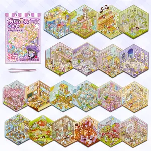 20 Sets Sticker Scene Book Mini 3D Material Book for Kids & Sticker Enthusiasts Compact Portable Creative Sticker Scenes
