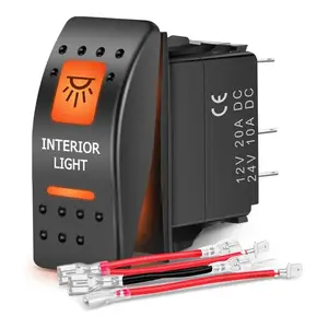 Nilight 5Pin SPST On/Off UTV Interior Light Rocker Switch Orange Backlit