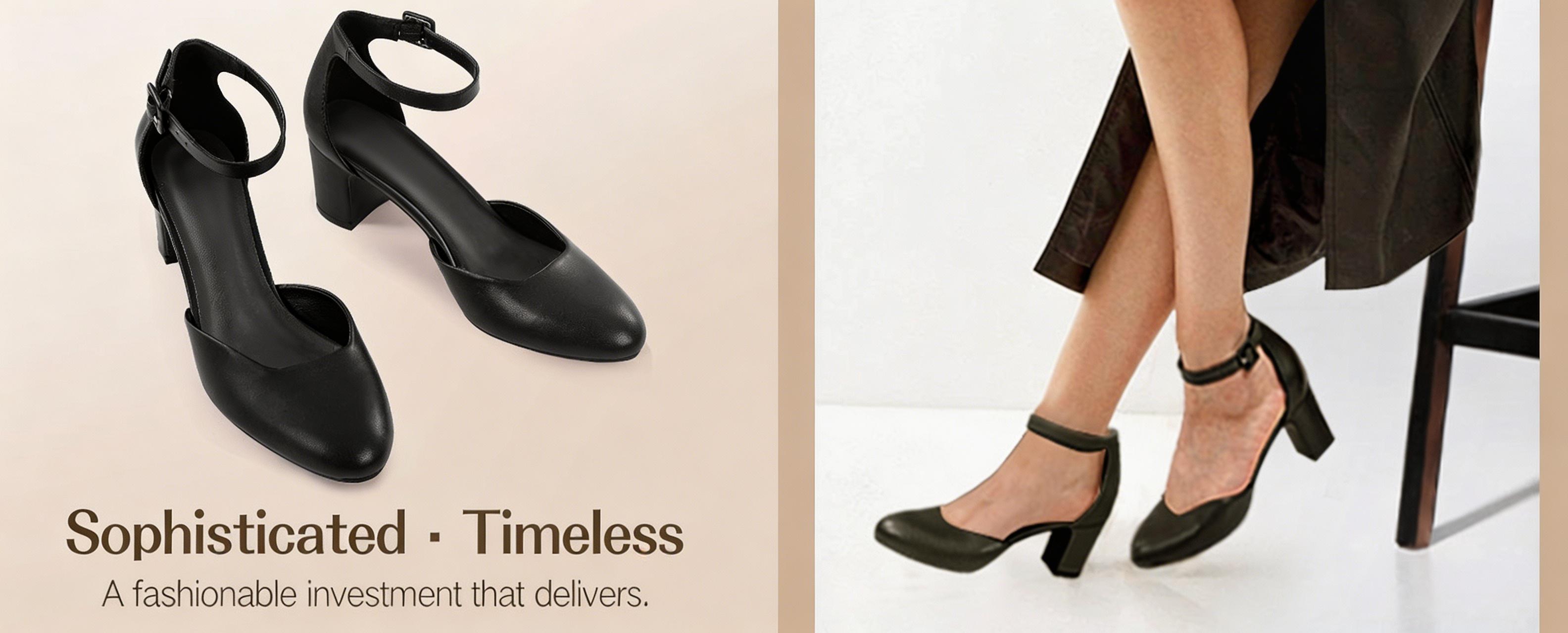 Women's Gilaa Closed Toe Low Chunky Heels Pumps Ankle Strap Wedding Business Round Toe Block Dress Shoes