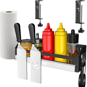 Griddle  for  Griddles 17"/22"/28"/36"/Prep Cart, Space Saving  Griddle Accessories, BBQ Grill Storage Organizer with  Tool Holder & Paper Towel Holder & J-Hooks