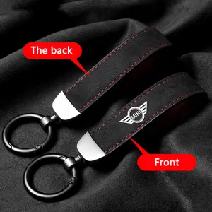 Fashion Suede Leather Car Keychain Key Ring Auto Key Accessories For BMW Mini Cooper R50 R53 R55 R56 R60 R61 F54 F55 F56 F60 Keychain Wristlet Strap