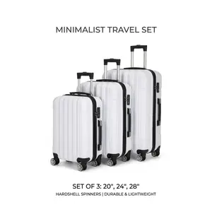 3-Piece Luggage Set 20/24/28in, ABS Hard Shell, Vertical Stripes, Universal Wheels, Aluminum Telescopic Handle, Non-TSA customs lockFashion Travel Suitcase,
