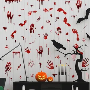 Halloween Bloody Handprint Footprint Window Stickers for Party Decorations