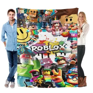 Roblox Avatar Collage Christmas Gift Flannel Blanket Vibrant With Colorful Characters Logo And Playful Accents Perfect For Young Gamers perfect gamer gift