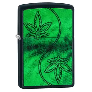 Zippo Manufacturing ZIP-218CI405920 2019 Leaf Lighter - Black & Green Matte