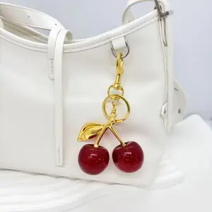 Cute Cherry Design Sparkly Bag Charm Lightweight Stylish Adorable Pendant for Women Girls Perfect Everyday Use Charming