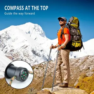 GearTrekking Pole Collapsible Retractable 7-in-1  Trekking Stick Anti-Slip Professional Outdoor Hiking Walking Staff for Hiking Travel Accessories Camping Supplies multifunctional folding survival