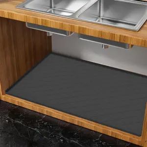 Under Sink Mat for Kitchen , 40" x 22"  Under Sink Mat for Shelf Liner Organizer, Cabinet Sink Protector Under Sink Liner for Bottom Kitchen, Bathroom(Black)
