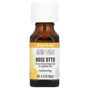 Aura Cacia Pure Essential Oil in Jojoba Oil, Rose Otto , 0.5 fl oz (15 ml)