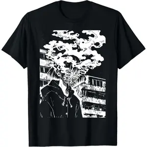 Cotton Graphic Tees Streetwear Gifts  Horror Anime Manga | Japan Japanese Creepy Kawaii Goth T-Shirt