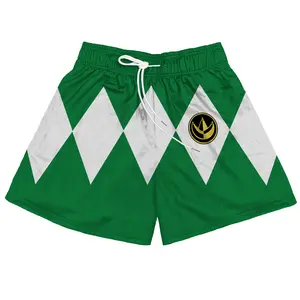 Green & Black Ranger Mighty Morphin Power Rangers Men's Basketball Mesh Anime Shorts With Four Pockets Athletic Sweat Walking Gym Shorts
