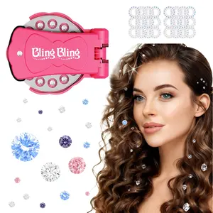 DIY Hair Styling Tool Set + 180 Diamond Glitter Gemstone, Sparkling Rhinestone Decorations for Girls' Clothes & Bags, Perfect Gift for Birthdays Christmas Festivals Dating Party School Events, Hair Accessories Sets