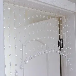 Beaded Curtain for Doorways, Short Clear Door Beads Curtains for Windows Room Divider Bedroom Coffee House,Clear  Shape (20 Strings)