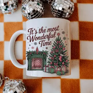 BNB Christmas Gifts – Most Wonderful Time Of The Year 11oz/15oz Coffee Mug, Funny Xmas Ceramic Cup Gifts for Besties Coworker Colleague Workmates on Birthday Christmas, Drinkware Reusable And Washable Tea Cup