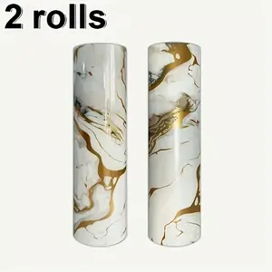 Marble Pattern Self-Adhesive Wall Stickers, Removable Backing, Bathroom Bedroom Living Room Decor, TV Background Wallpaper, 2 Rolls