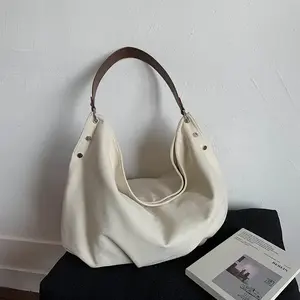 2026New American Workwear Vintage Commuter Canvas Tote Bag in Melange Color - Can be Carried Diagonally or by Hand
