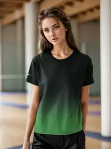 Beat the Summer Heat! Summer Women's Sports T-Shirts, 6 Colors to Choose, Gradient Design with Reflective Print, Breathable Quick-Dry Lightweight Fabric, Perfect for Workout, Gym, Running & Daily Casual, Casual Sporty Top