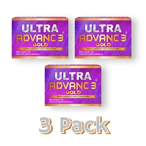 Ultra Advance 3 Gold (3 Pack), 30 Capsules Herbal Mix Reinforced Formula (500 mg ea) - Dietary Supplement
