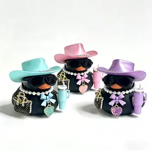 Fashionable Duck Car Ornament Set, Choose From Cowboy Hat, Sunglasses, and Bag Designs, Fun Car Trinkets Decor, Car Interior Decoration for Your Dashboard or Office