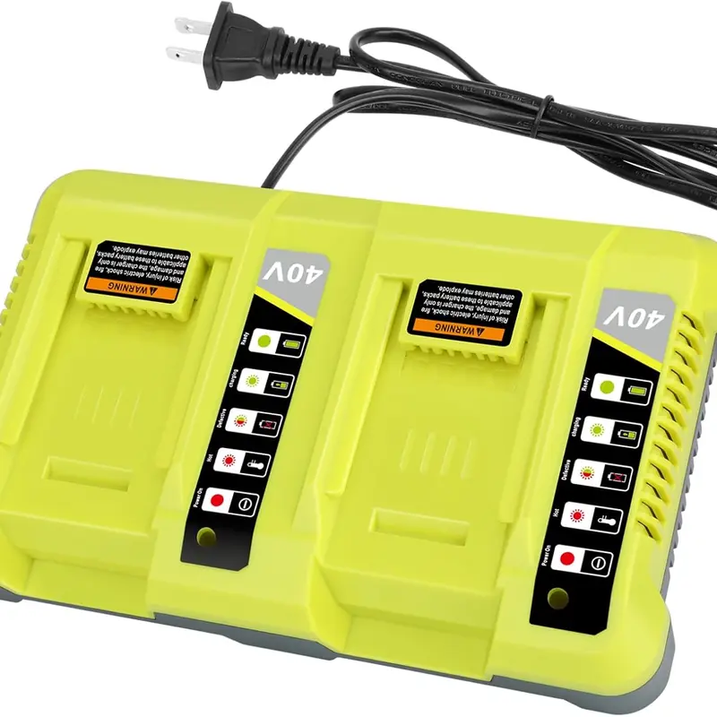 OP401 40V Dual Fast Charger for Ryobi 40 Volt Lithium ion Battery | 2-Ports Charging Station,Wall-mountable,for OP4015 OP4026 OP4026A OP4030 OP4040 OP4050 OP4050A OP4060 OP4060A