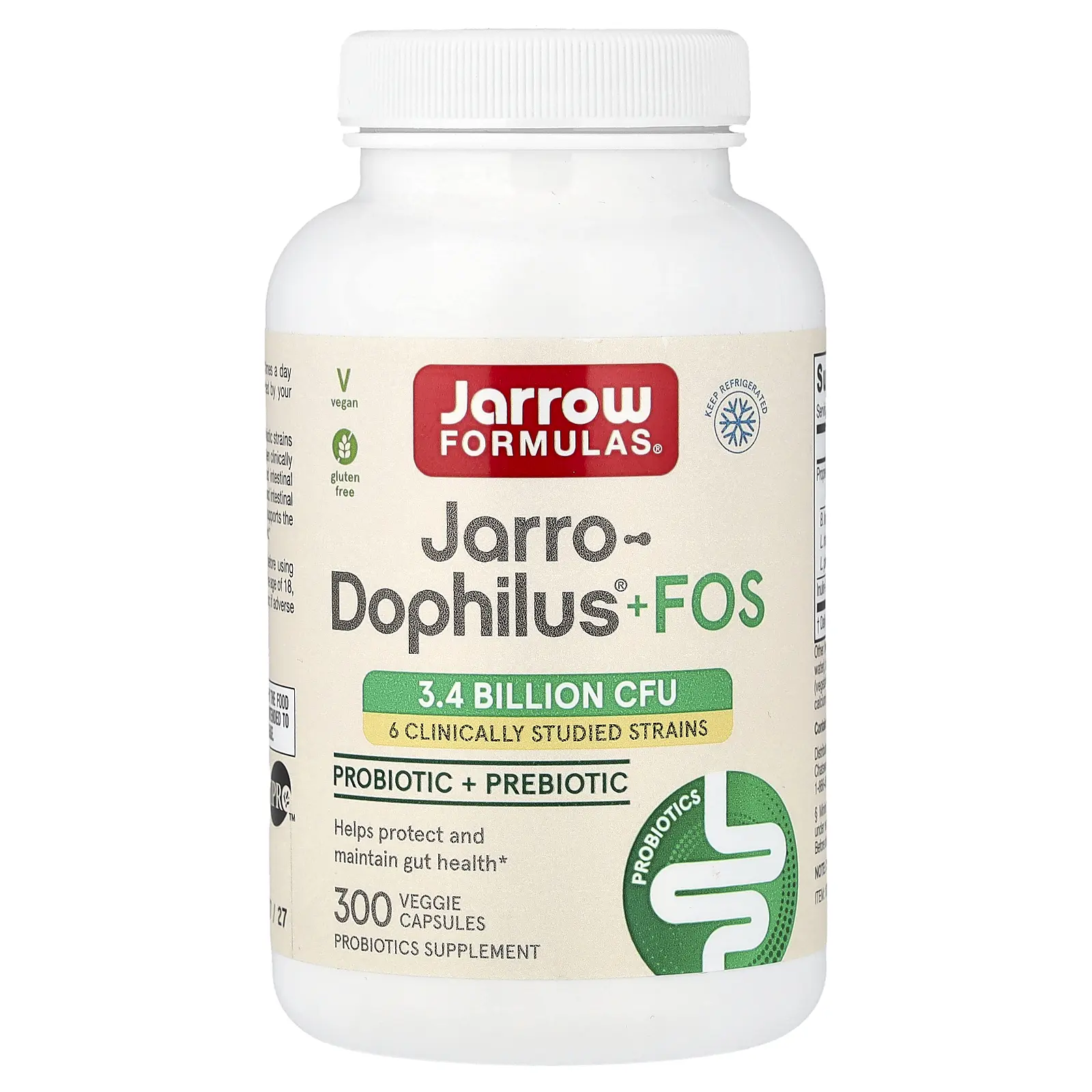 Jarrow Formulas Jarro-Dophilus® + FOS, 300 Veggie Capsules