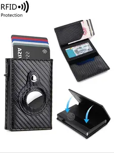 Men's Carbon Fiber Pattern RFID Blocking Card Holder, Slim Smart Wallet with ID Card Slot, Compact Stylish Credit Card Holder