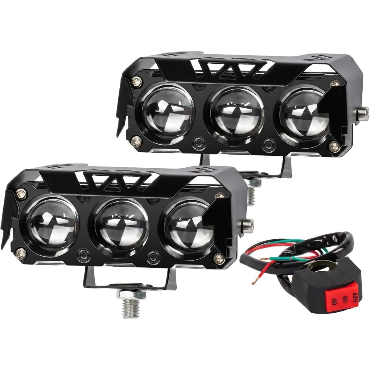 2 Pack Motorcycle Driving Lights Yellow White Dual Color 8-85V 40W LED Fog Lights | Waterproof Spotlight Auxiliary Lights for Motorcycle ATV UTV SUV Truck Boat Tractor Universal