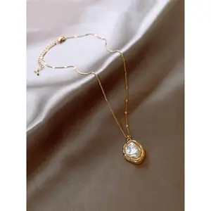 Irregular Baroque Pearl Pendant Necklace, Pearl Chain Necklace, Party Fashion Jewelry, Daily Wear Accessory, Versatile Elegant Gift, Birthday Present